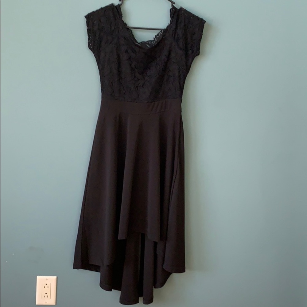 Lace top high to low off the shoulder dress